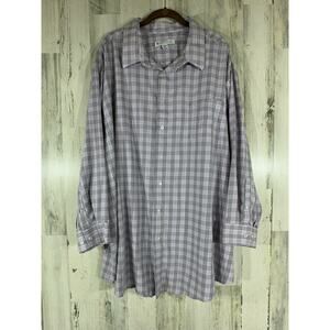 King Size Kings Court‎ Button Down Shirt Big Mens Size 20 33/4 Lavender Plaid